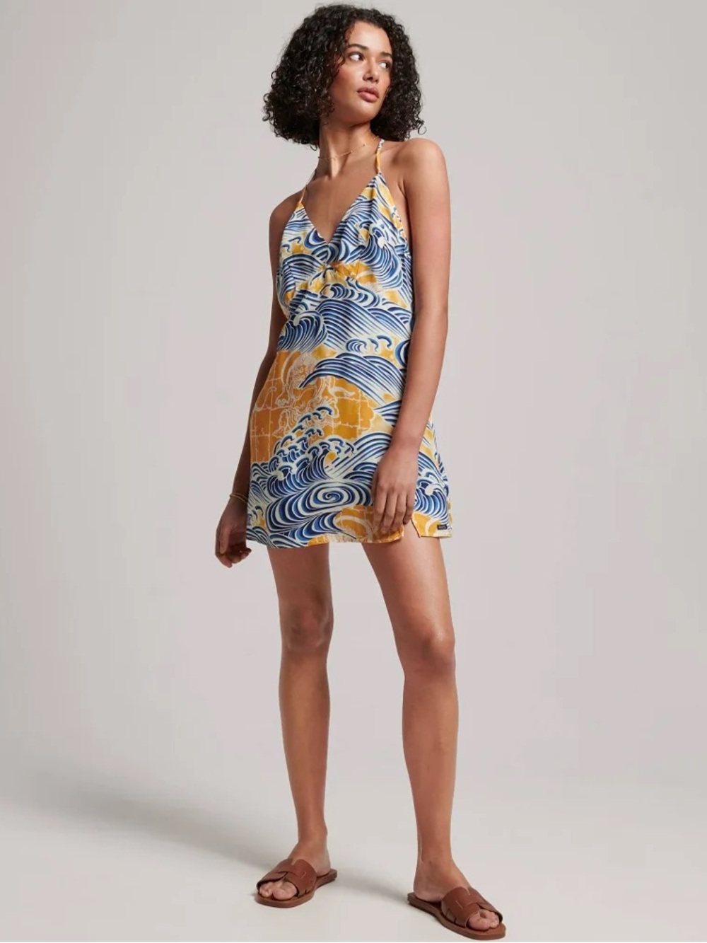 Superdry• Limited Edition Blue & Yellow Mini Slip Dress• Sz 8